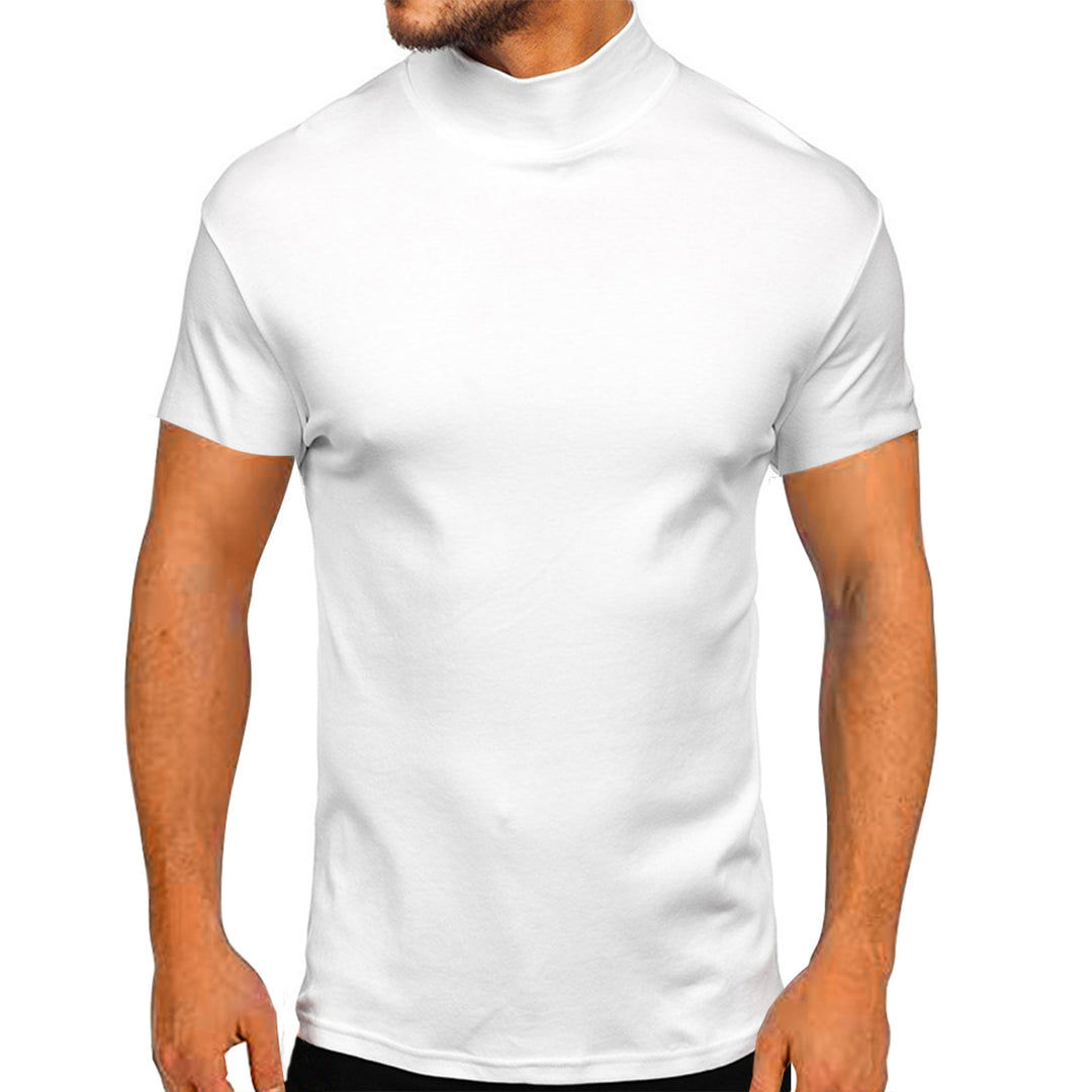 Herren modernes Kurzarm-T-Shirt mit stehendem Kragen und strukturiertem Design Drune