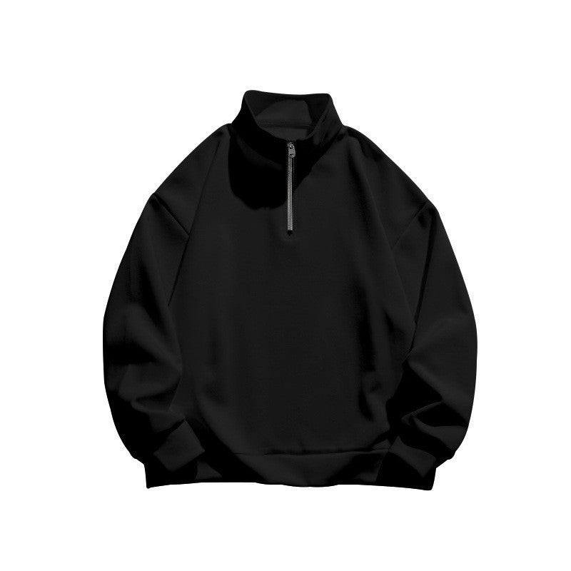 Unisex Relax-Halbzip-Sweatshirt mit hohem Stehkragen, Raglanärmeln und leicht angerauter Innenseite Drune