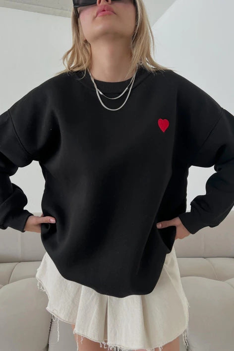 Damen Sweatshirt mit Herz-Detail Drune