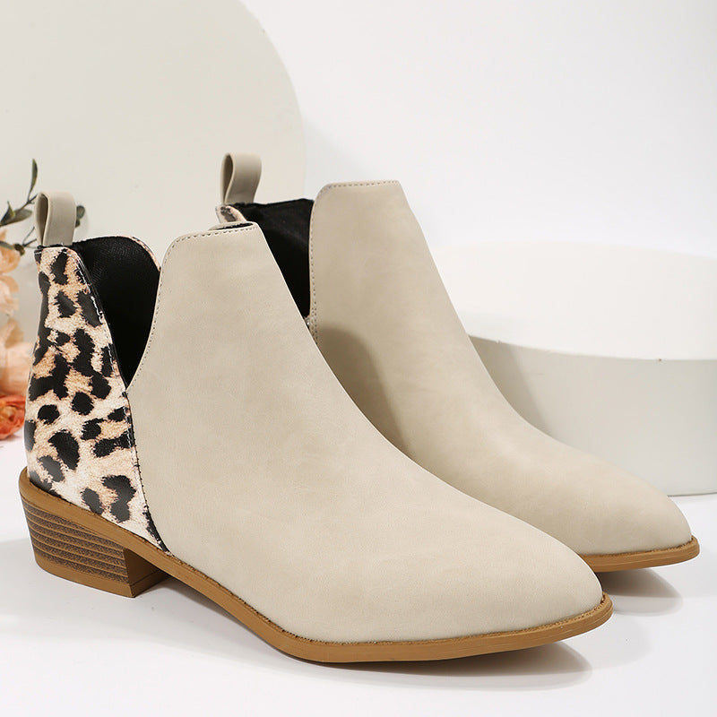 Damen nan knöchelhohe Chelsea-Ankleboots mit Leo-Fersenpaneel und niedrigem Blockabsatz Drune