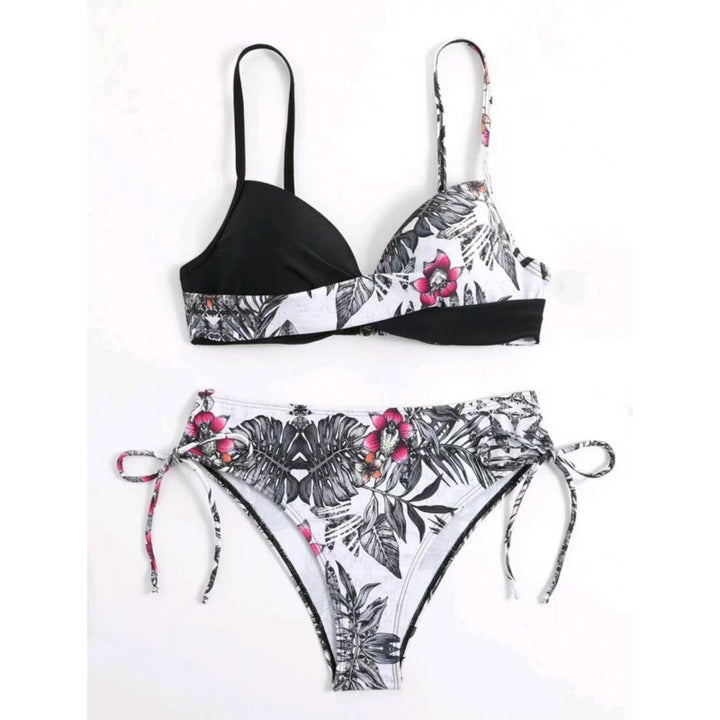 Damen Triangel-Bikini mit floralem Muster und stilvollen Bindebändern Drune