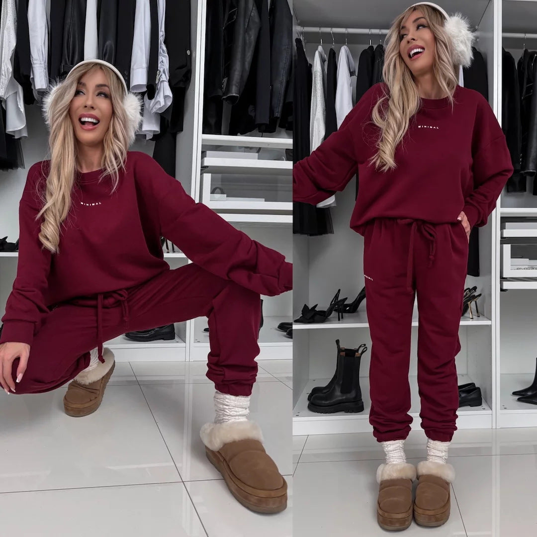 Damen lässiges Sweatpants-Set mit hohem Bund und Oversized-Oberteil Drune