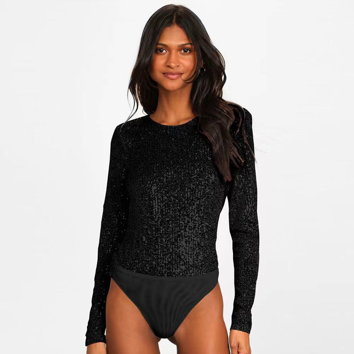 Damen Funktionsreicher Pailletten-Bodysuit mit langem Arm Drune