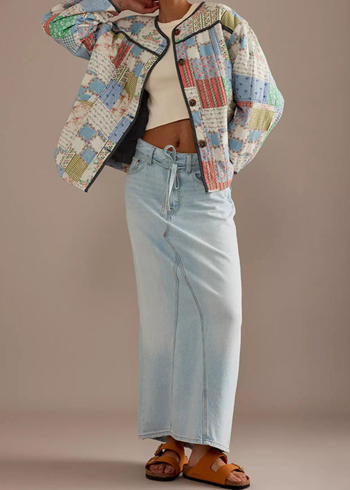 Drune | Patchwork - Baumwoll-Quilted-Jacke mit Rundhals