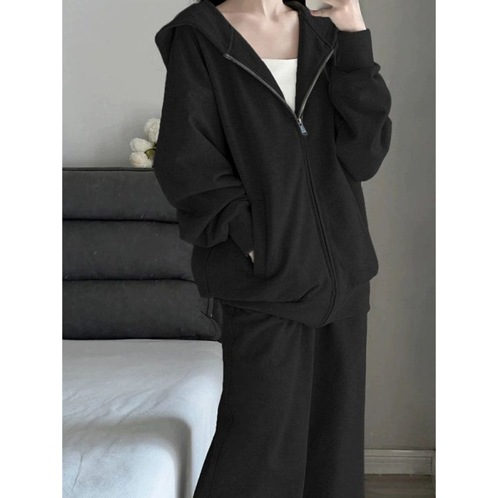 Damen Bequemes Oversized Sportanzug mit Kapuze und seitlichen Taschen Drune