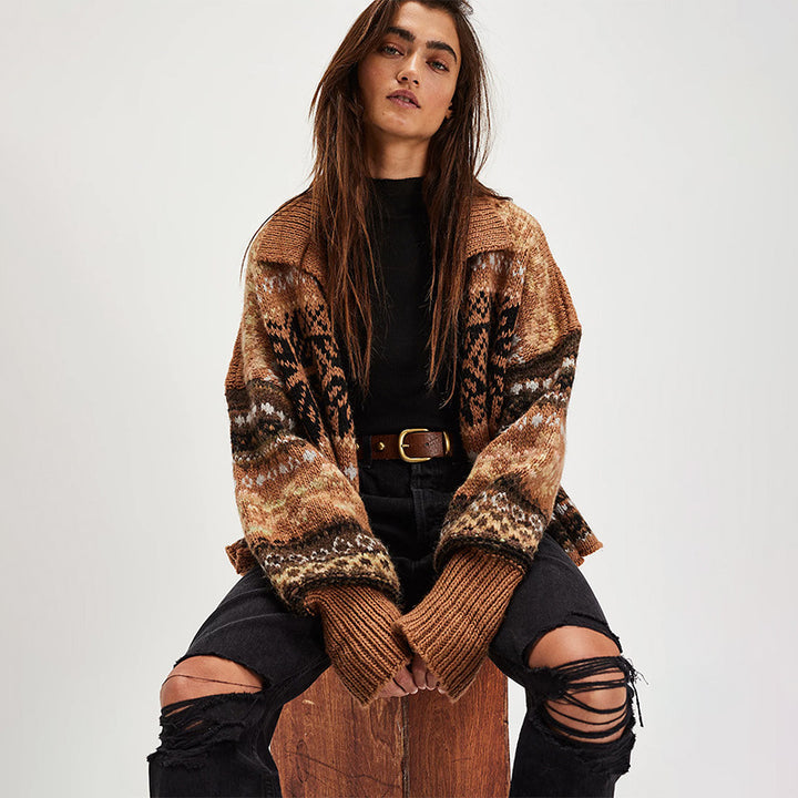 Damen Grobstrickjacke mit trendigem Norweger-Muster und lässigem Schnitt Drune