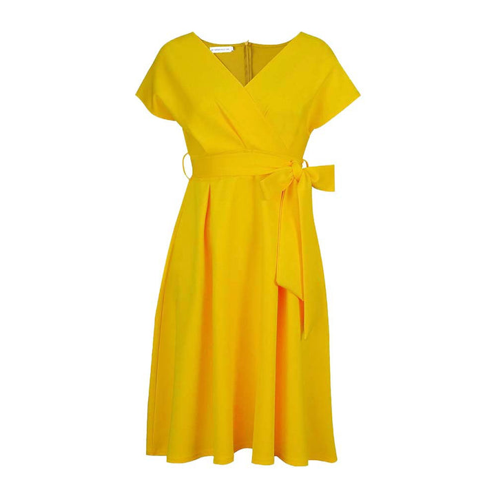 Damen Wickelkleid mit elegantem Schnitt und dekorativem Taillengürtel Drune