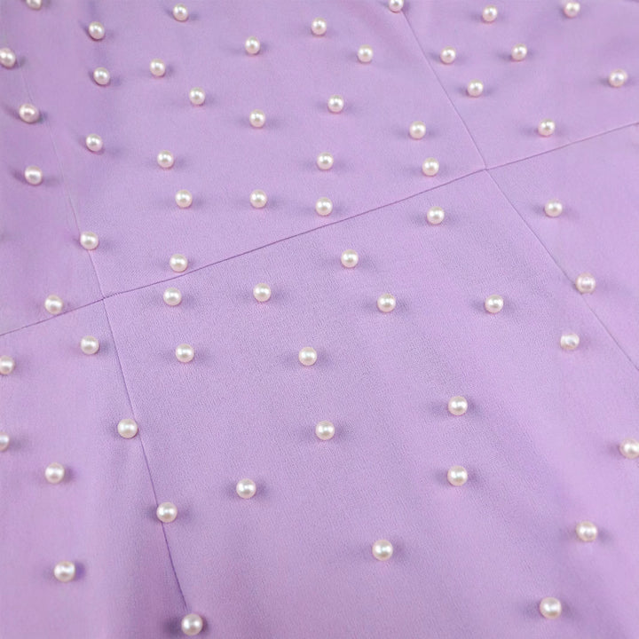 Damen Elegantes Körperbetontes Kleid mit Puffärmeln und Perlenverzierungen Drune