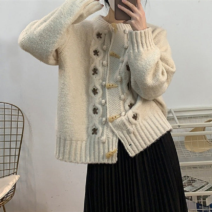 Drune | Strick Strickjacke mit Blumenmuster