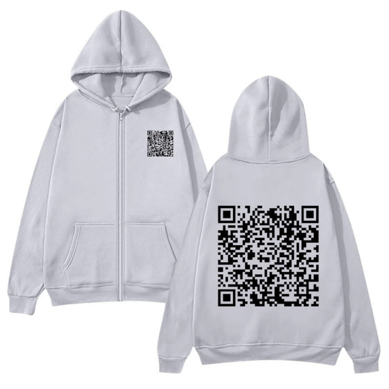 Damen Kapuzenjacke mit QR-Code-Design und weichem Fleece Drune