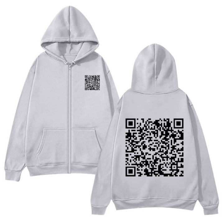 Damen Kapuzenjacke mit QR-Code-Design und weichem Fleece Drune
