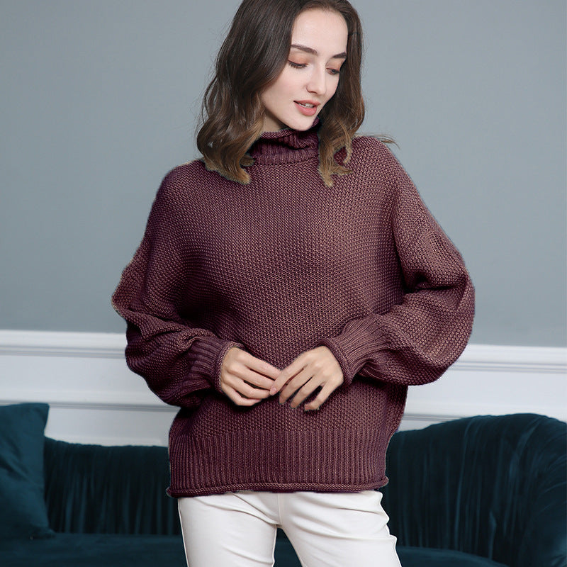 Damen Grobstrickpullover mit Rollkragen und luftiger Schnittgestaltung Drune
