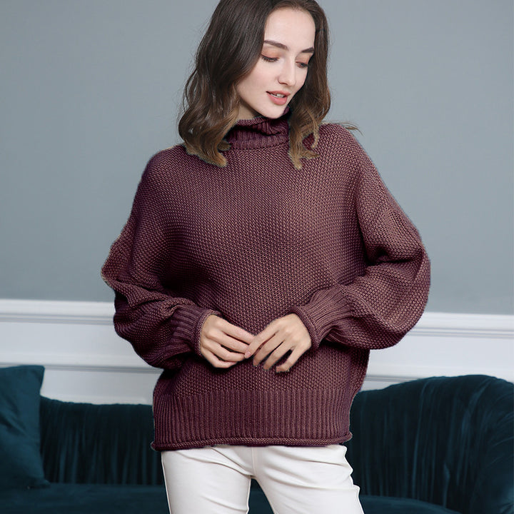 Damen Grobstrickpullover mit Rollkragen und luftiger Schnittgestaltung Drune