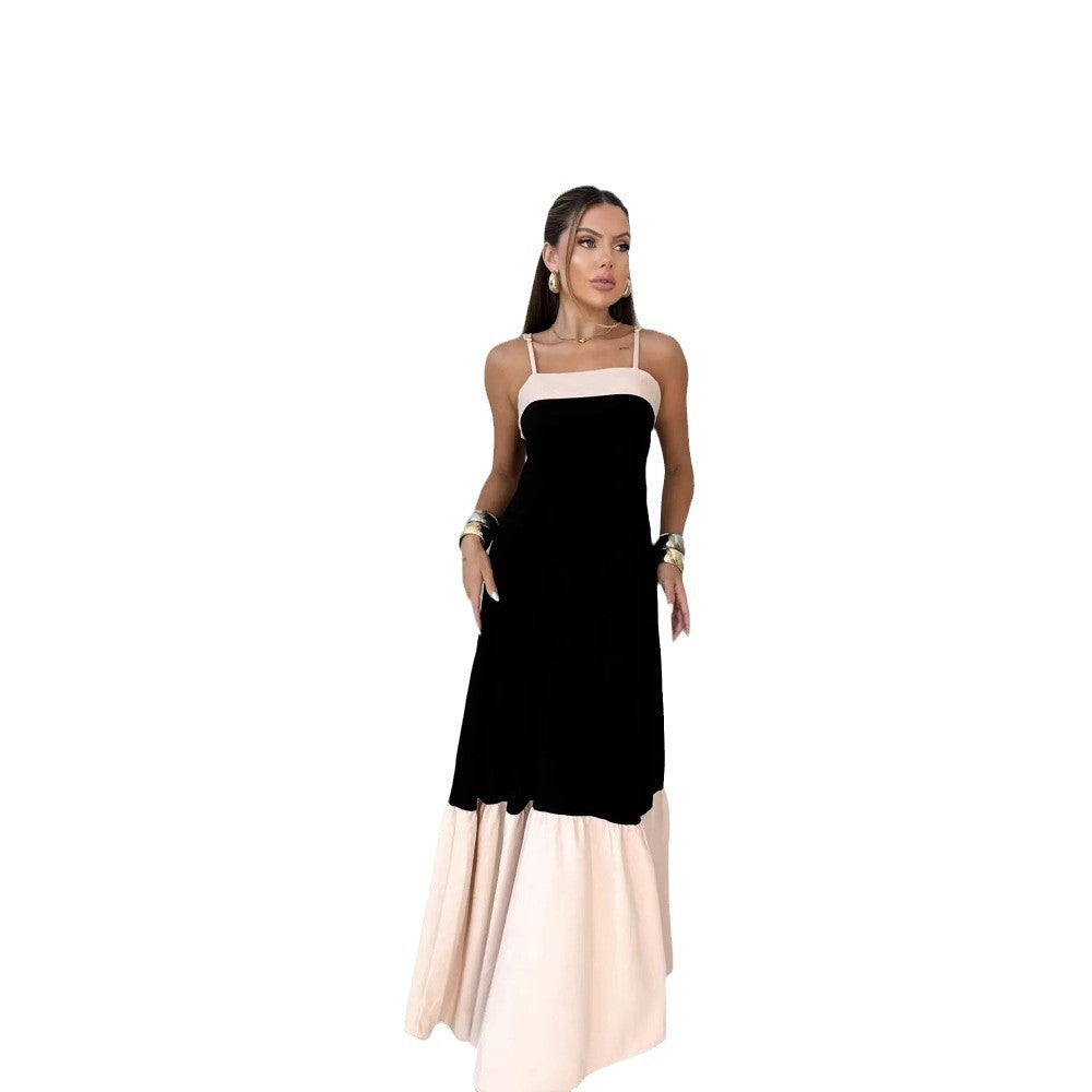 Damen Maxikleid aus hochwertiger Baumwolle mit kontrastierendem Saum Drune