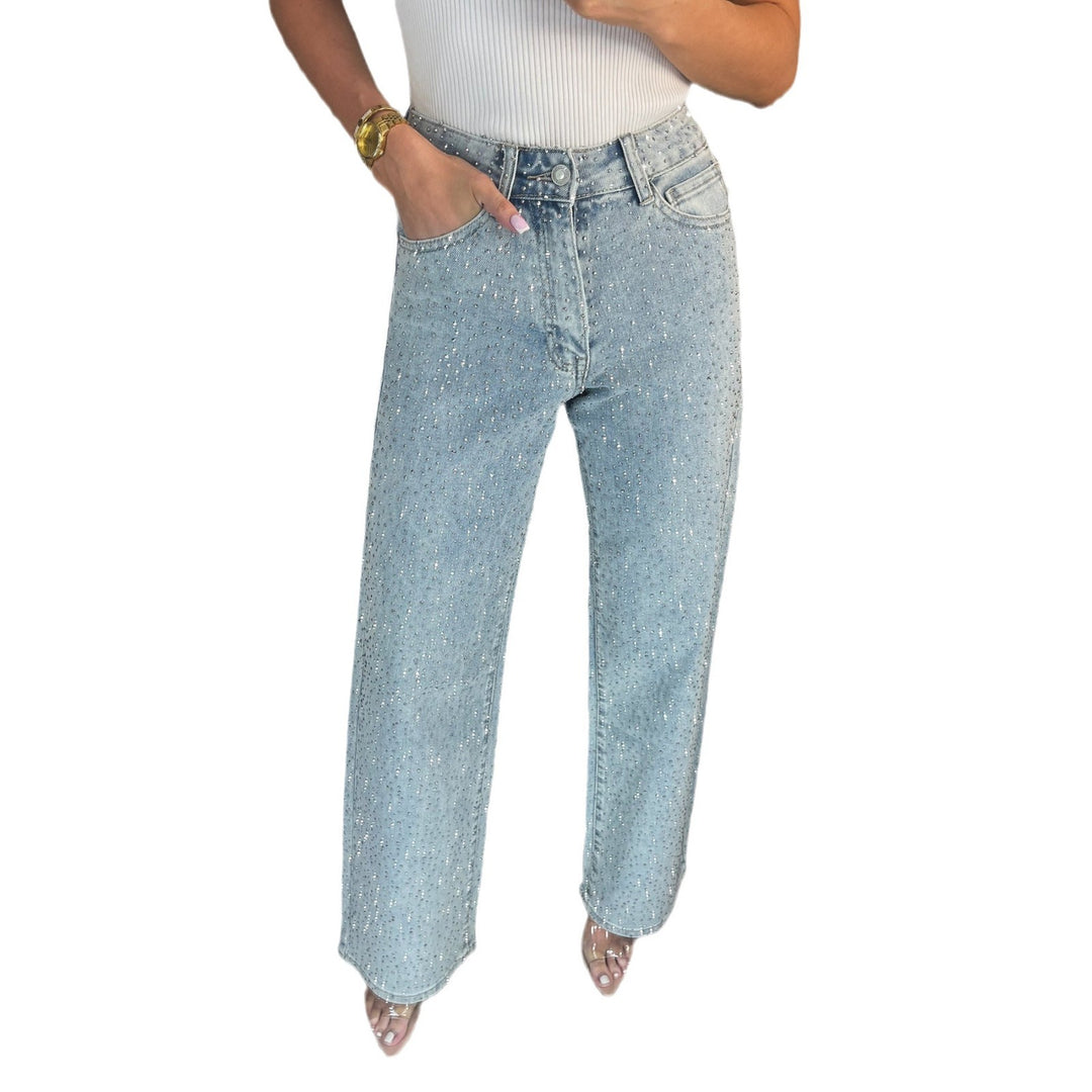 Damen Jeans mit glitzernden Applikationen und lässigem Schnitt Drune