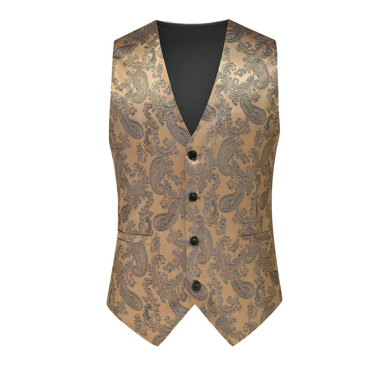 Herren nan feine Jacquard-Anzugweste mit V-Ausschnitt, Zierknöpfen und schmaler Silhouette Drune