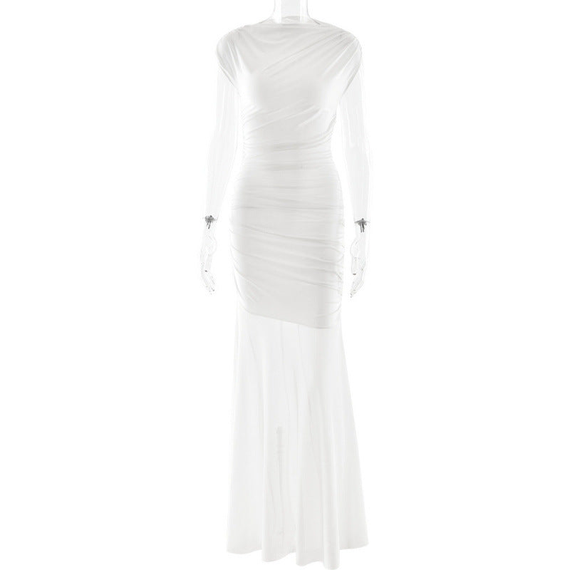 Damen Elegantes Abendkleid mit figurformenden Rüschen Drune