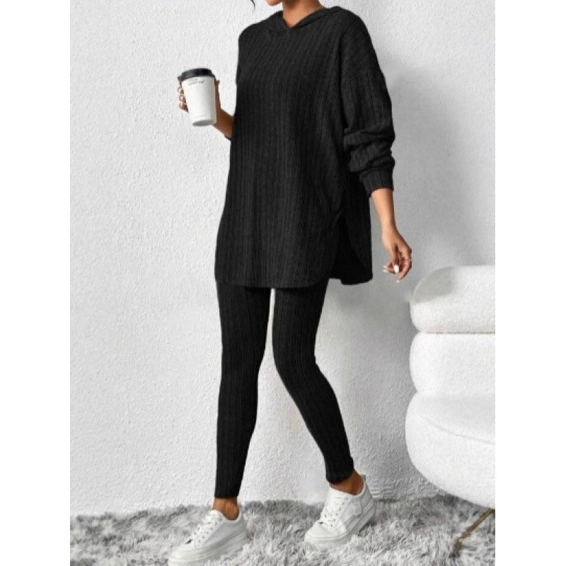 Damen Bequemes Lounge-Set mit Kapuze und schmalen Hosen Drune