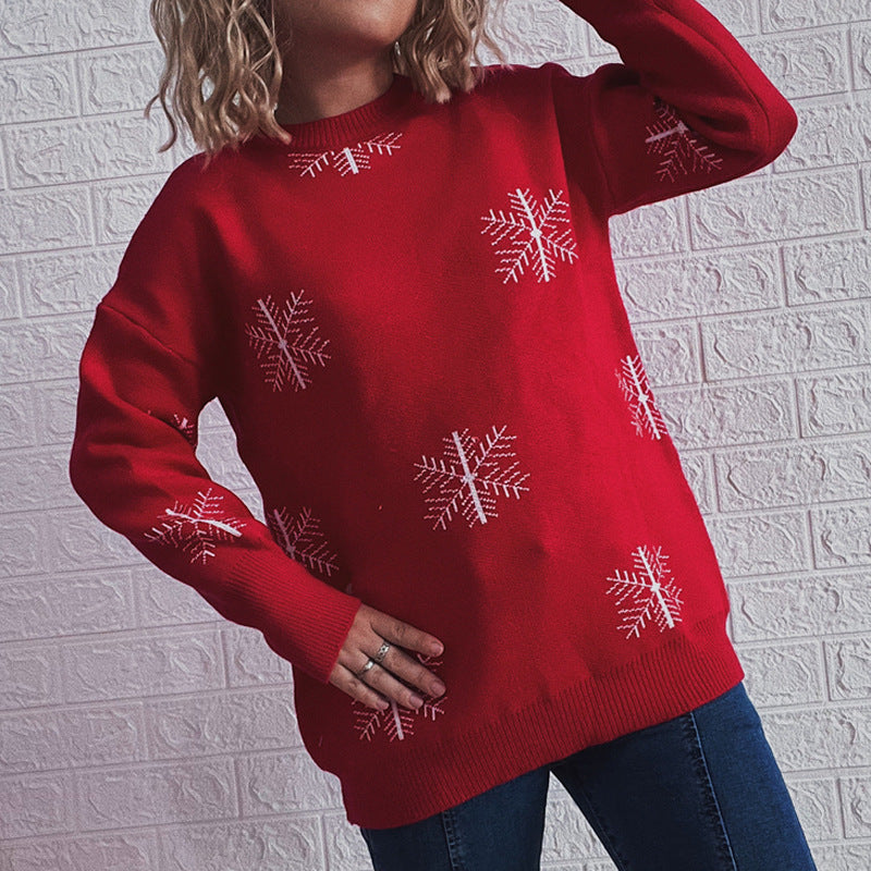 Damen Festlicher Pullover mit fröhlichem Glockenmotiv und lässigem Schnitt Drune