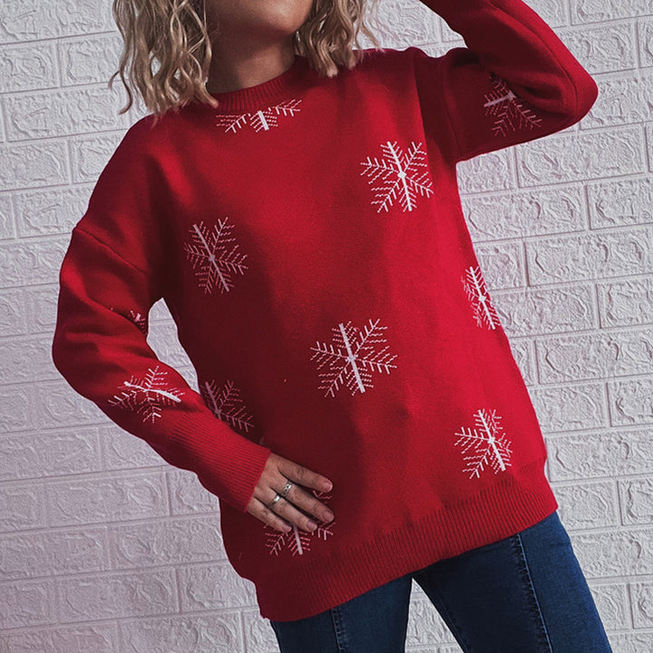 Damen Festlicher Pullover mit fröhlichem Glockenmotiv und lässigem Schnitt Drune
