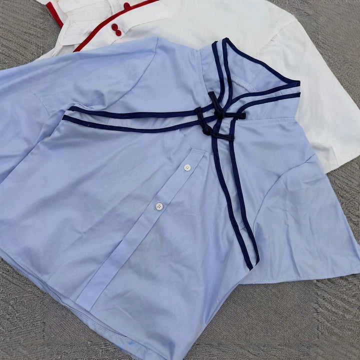 Damen Elegante Chiffon-Bluse mit Stehkragen und Rüschendetails Drune
