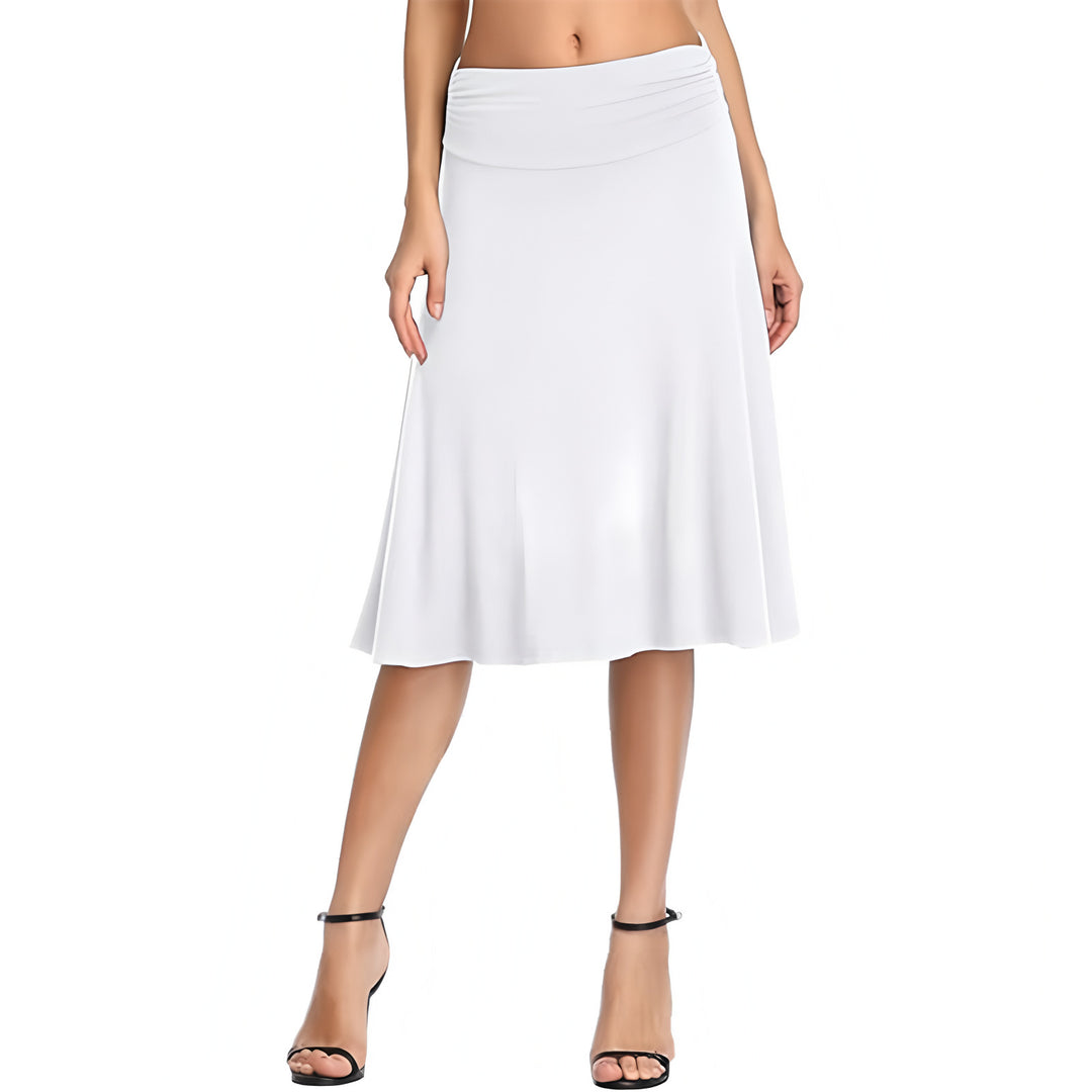 Damen schwingender Midirock mit gerafftem Taillenbund und fließendem Schnitt Drune
