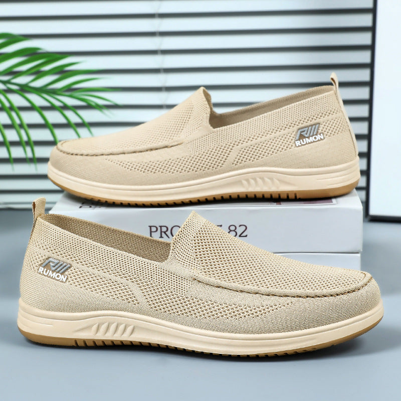 Herren nan leichtgewichtiger Mesh-Mokassin-Slipper mit nahtlosem Strickoberteil, Memory-Komforteinlage und rutschfester Flexsohle Drune