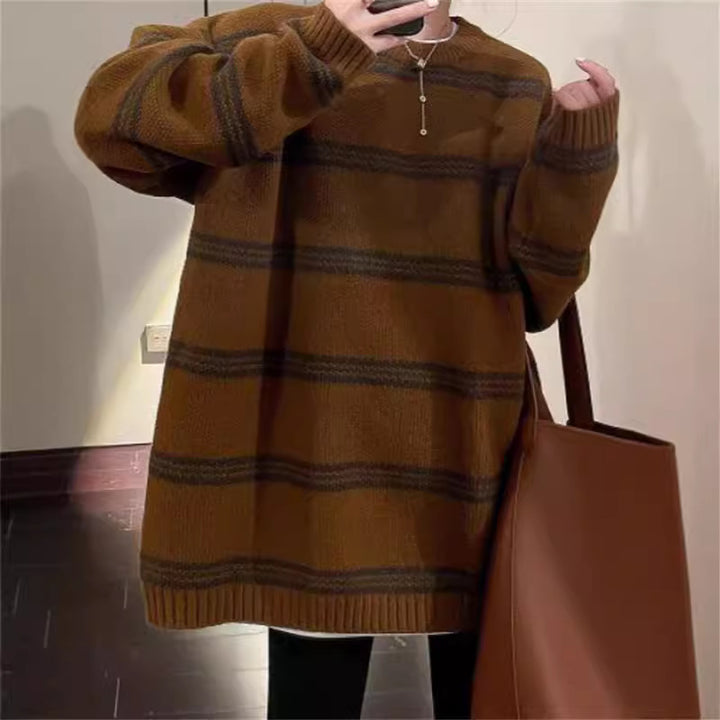 Damen Großer Strickpullover mit maritimen Streifen Drune