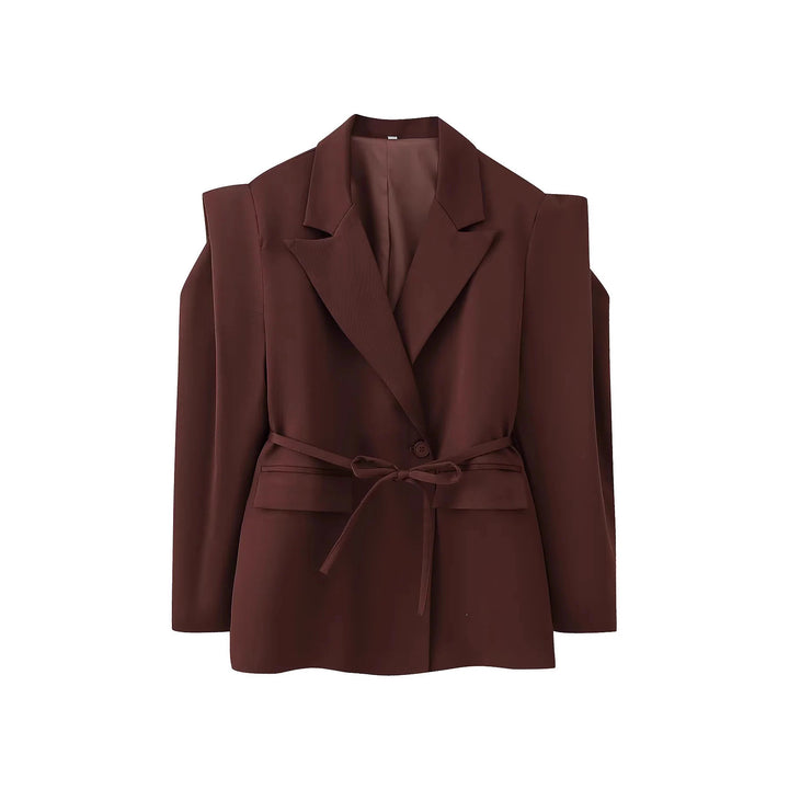 Damen Blazerjacke mit breiten Schultern und taillierbarem Gürtel Drune