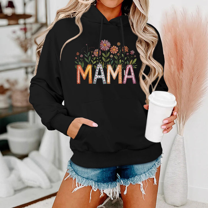 Damen Kapuzenpullover mit floralem Aufdruck und inspirierendem Schriftzug Drune