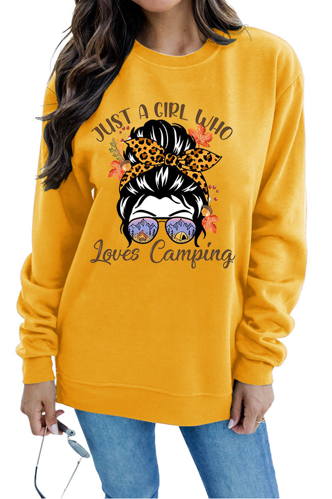 Damen Sweatshirt mit künstlerischem Campingmotiv Drune