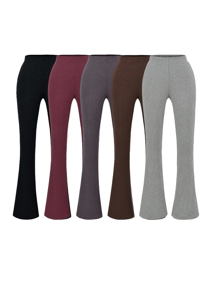 Damen Elegante Flared-Hose aus hochwertigem, elastischem Stretchmaterial mit hohem Bund Drune