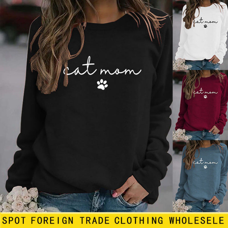 Damen Sweatshirt mit kreativem Katzenmama-Design Drune