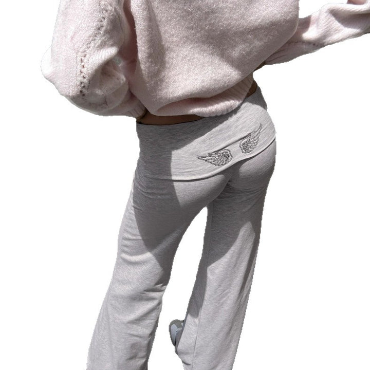 Damen nan weite Palazzohose mit Umschlagbund aus elastischem Viskosejersey Drune