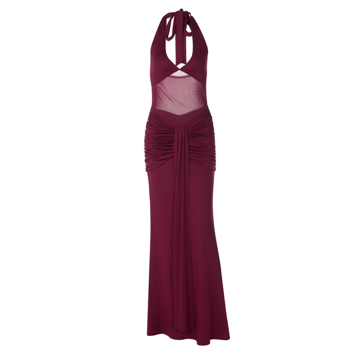 Damen elegantes Maxikleid mit raffinierten Raffungselementen Drune
