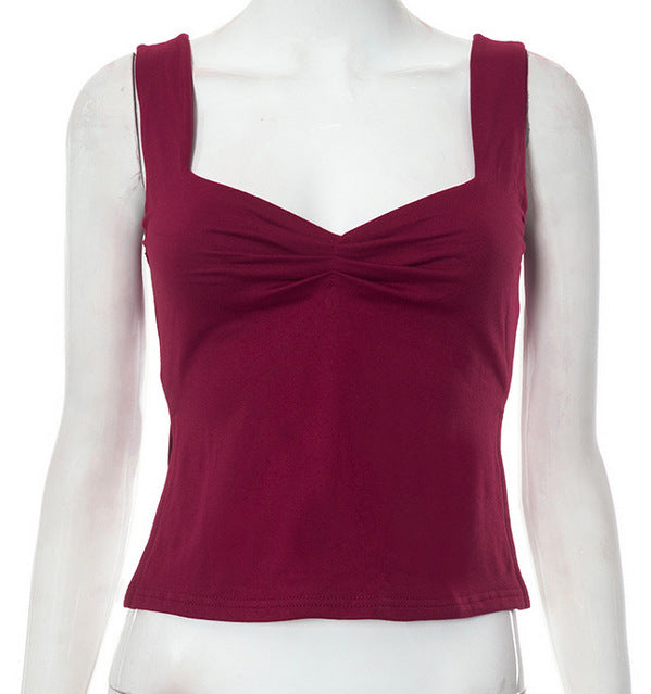 Damen Crop-Top mit gerafftem Detail und quadratischem Ausschnitt Drune