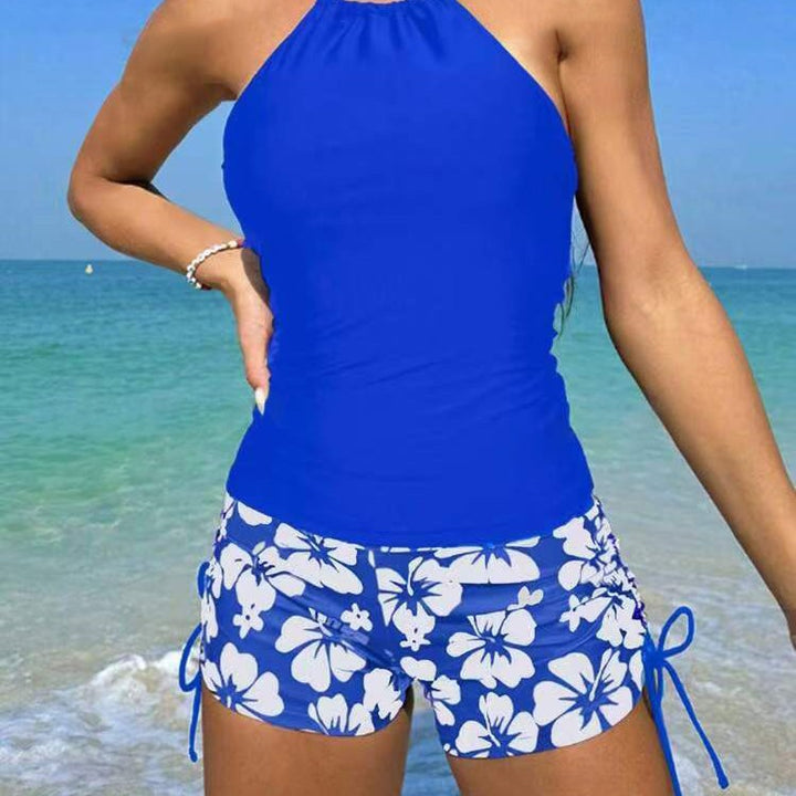 Damen Tankini-Set mit modischem Blumendruck und verstellbaren Trägern Drune
