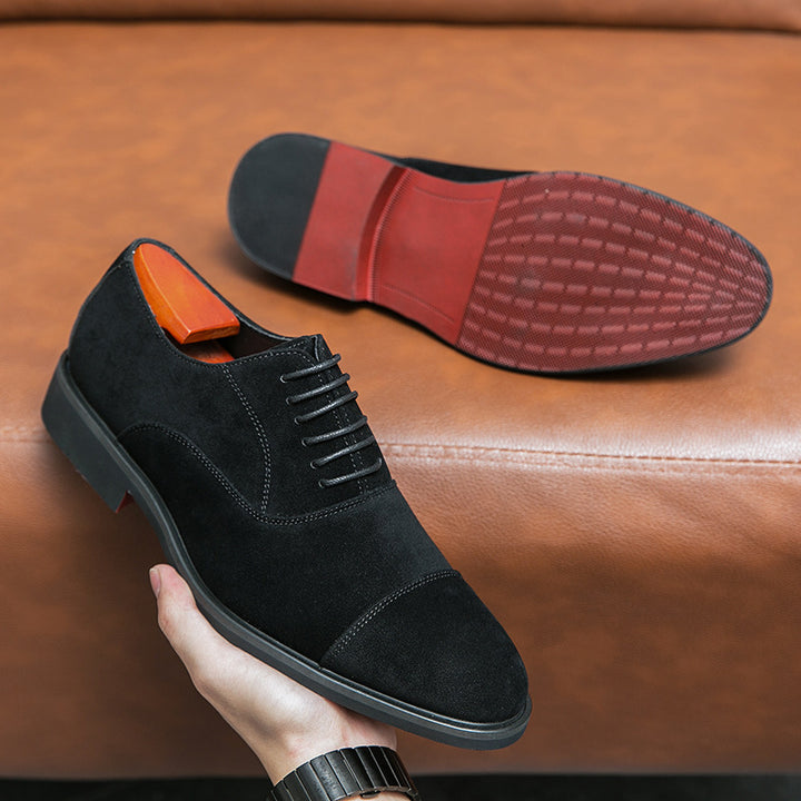 Herren elegante Veloursleder Oxford-Halbschuhe mit Kaptoefen-Detail, gepolstertem Komfortfußbett und rutschfester Gummisohle Drune