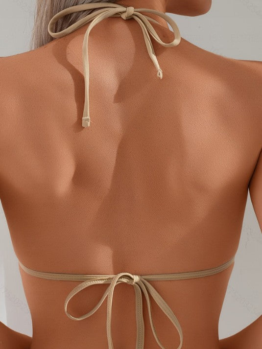 Damen Triangel-Bikini-Set mit Rüschen-Details und angesagten Schnürungen Drune