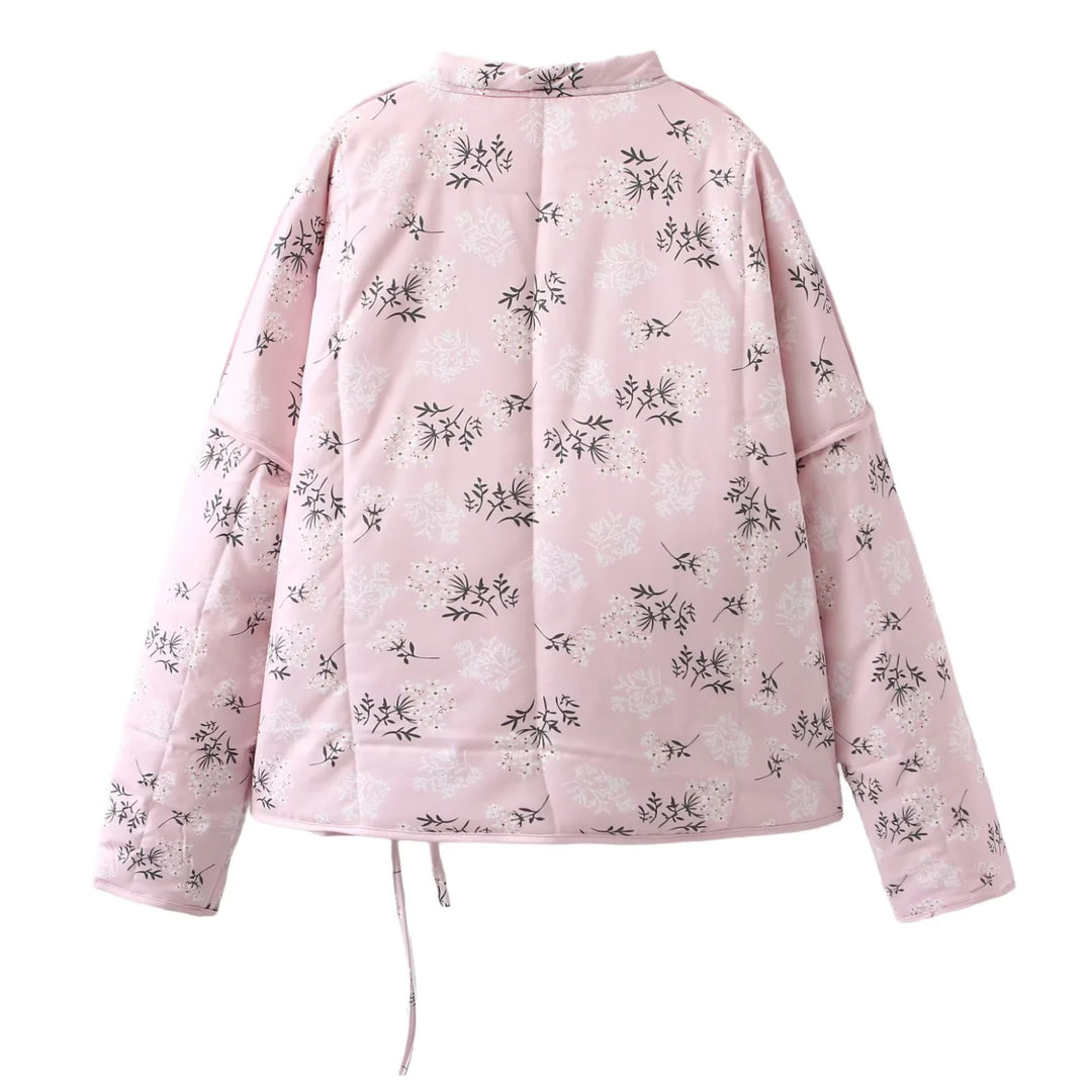 Damen gesteppte Übergangsjacke mit floralem Muster und kontrastierenden Details Drune