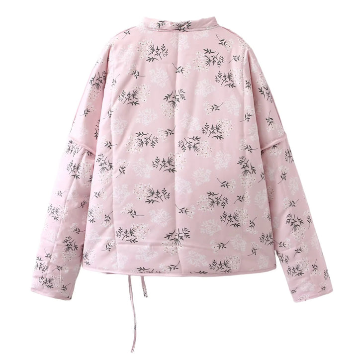 Damen gesteppte Übergangsjacke mit floralem Muster und kontrastierenden Details Drune