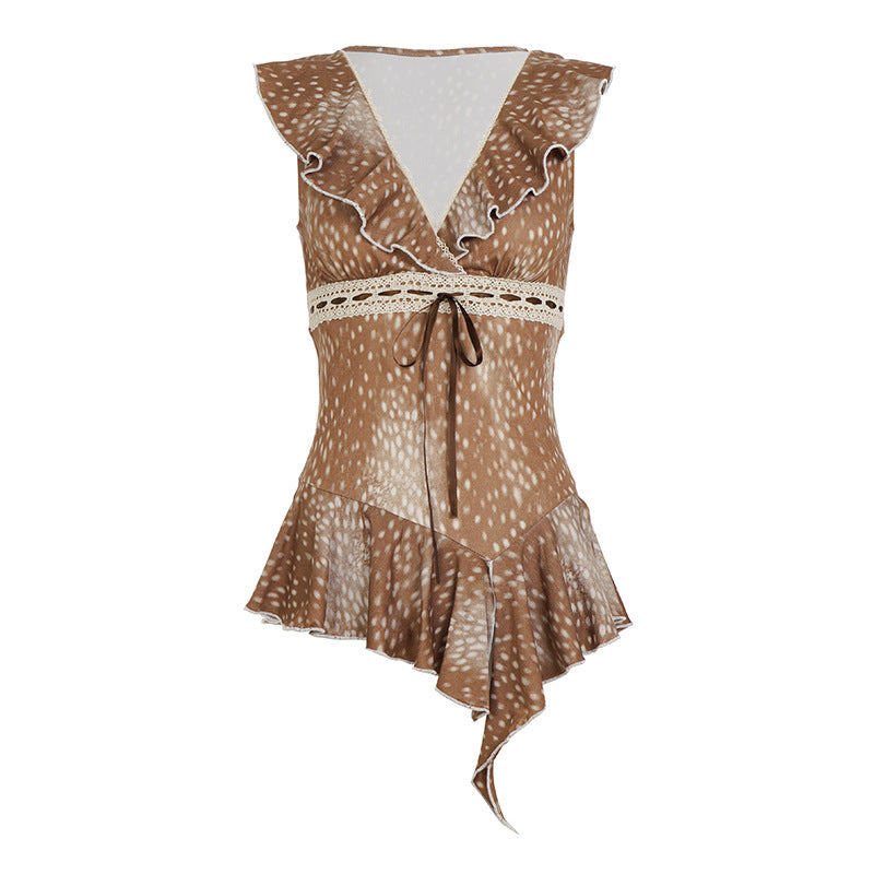Damen asymmetrisches Kleid mit Rüschendetails Drune