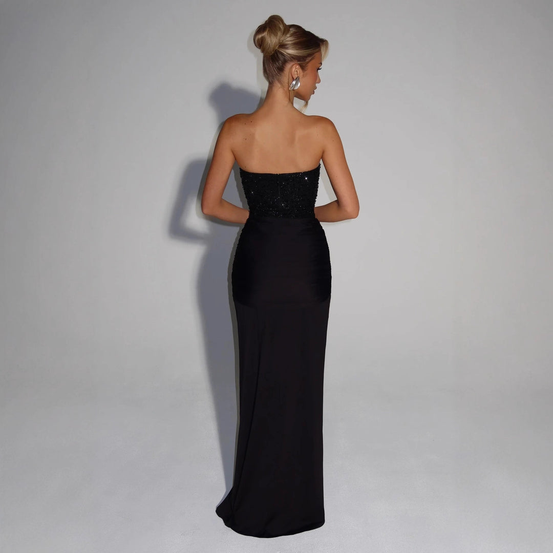 Damen Strapless Glamour- Abendkleid mit drapierter Taille Drune