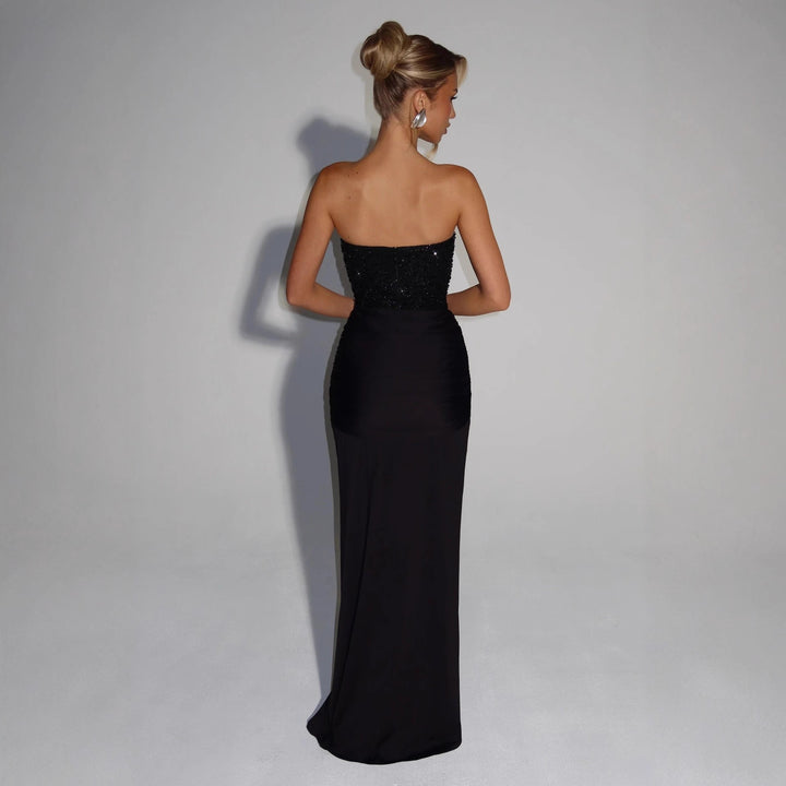 Damen Strapless Glamour- Abendkleid mit drapierter Taille Drune