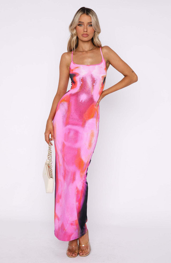 Damen Maxikleid mit grafischem Design und taillierter Passform Drune