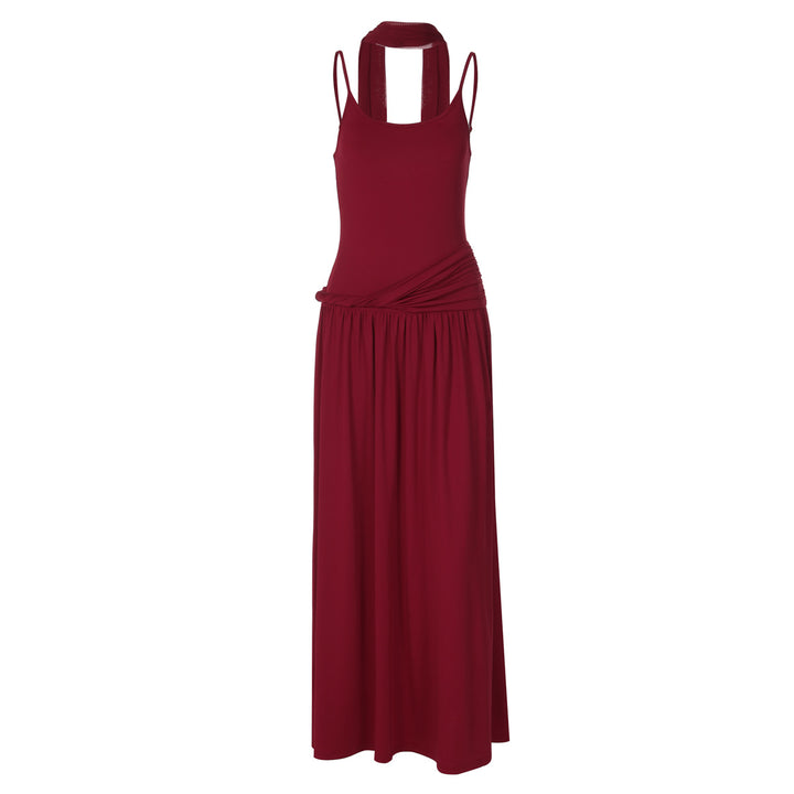 Damen Haltermaxikleid mit elegantem Schnitt und praktischen Raffungselementen Drune