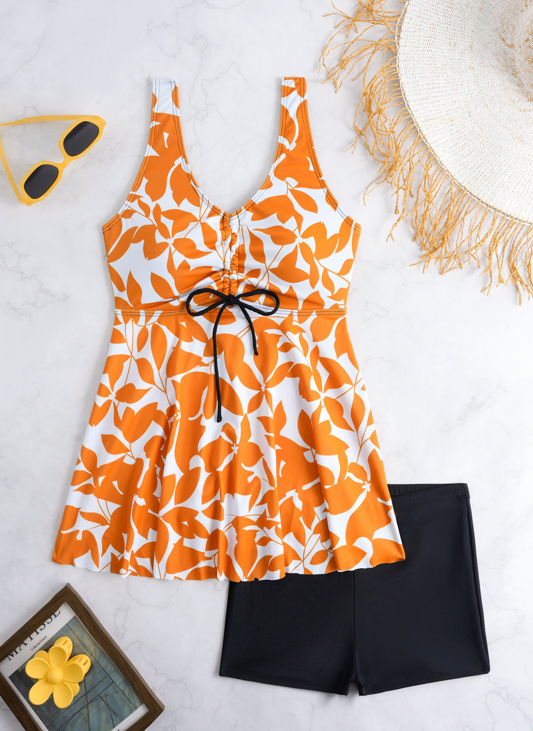 Damen Tankini-Set mit floralen Akzenten und bequemen Shorts Drune