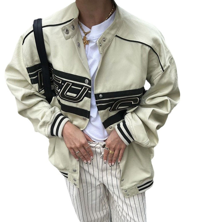 Damen sportliche Oversize-Jacke mit kontrastierendem Logo Drune