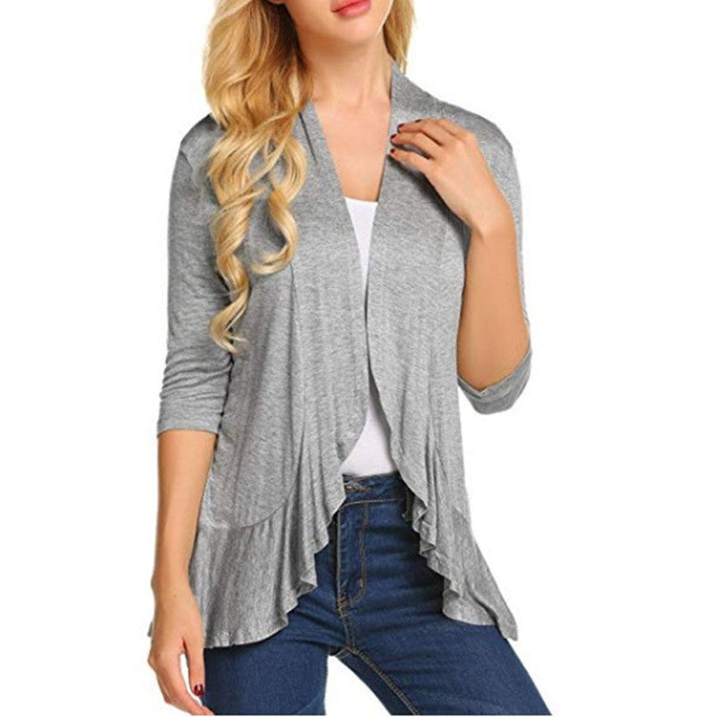 Damen Modische Strickjacke mit asymmetrischem Schnitt und Flatterdetails Drune