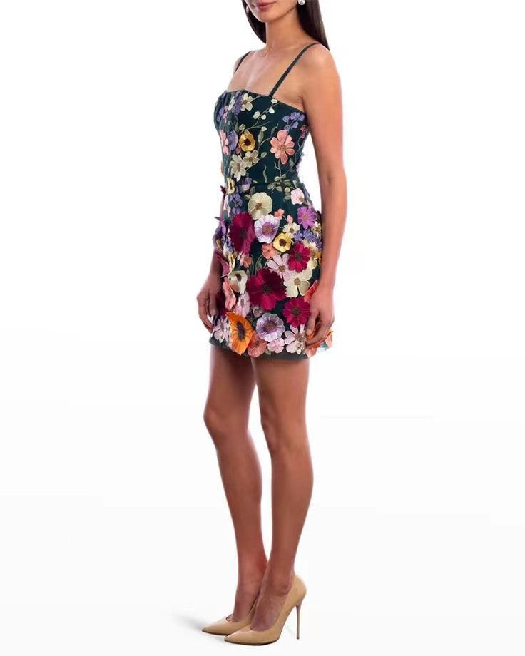 Damen Elegantes Cocktailkleid mit zarter Blumenstickerei Drune